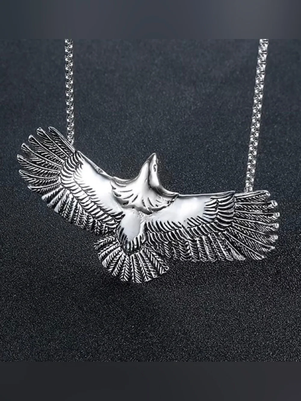 Silver Eagle Pendant Necklace - Stylish Bird Wing Design